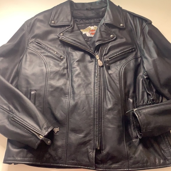 Harley Davidson women’s XL Genuine Leather Black Moto biker jacket outerwear - Picture 11 of 11